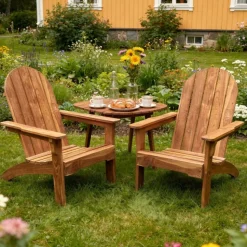 Adirondack-stol i teak  Klassisk trädgårdsstol för uteplats & altan | 95 cm hög rygg
