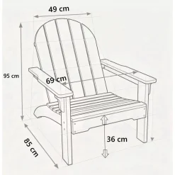 Adirondack-stol i teak  Klassisk trädgårdsstol för uteplats & altan | 95 cm hög rygg