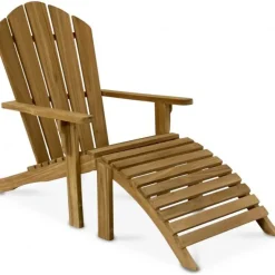 Adirondack teakstol | Loungestol i massiv teak med pall | Ornö