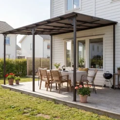 Altantak 5,5×3 m | Stål/aluminium med polykarbonat | Grå