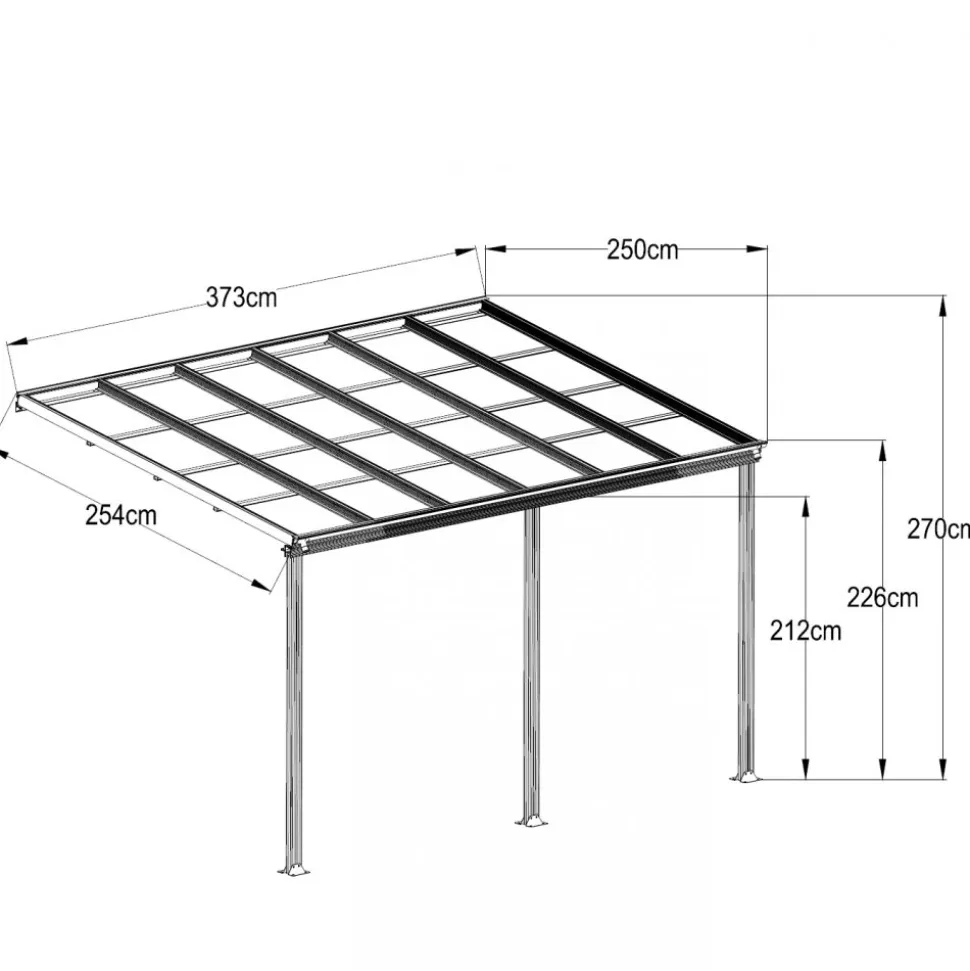 Altantak 3.7x2.5m | Extra hög | Kanalplast / Aluminium