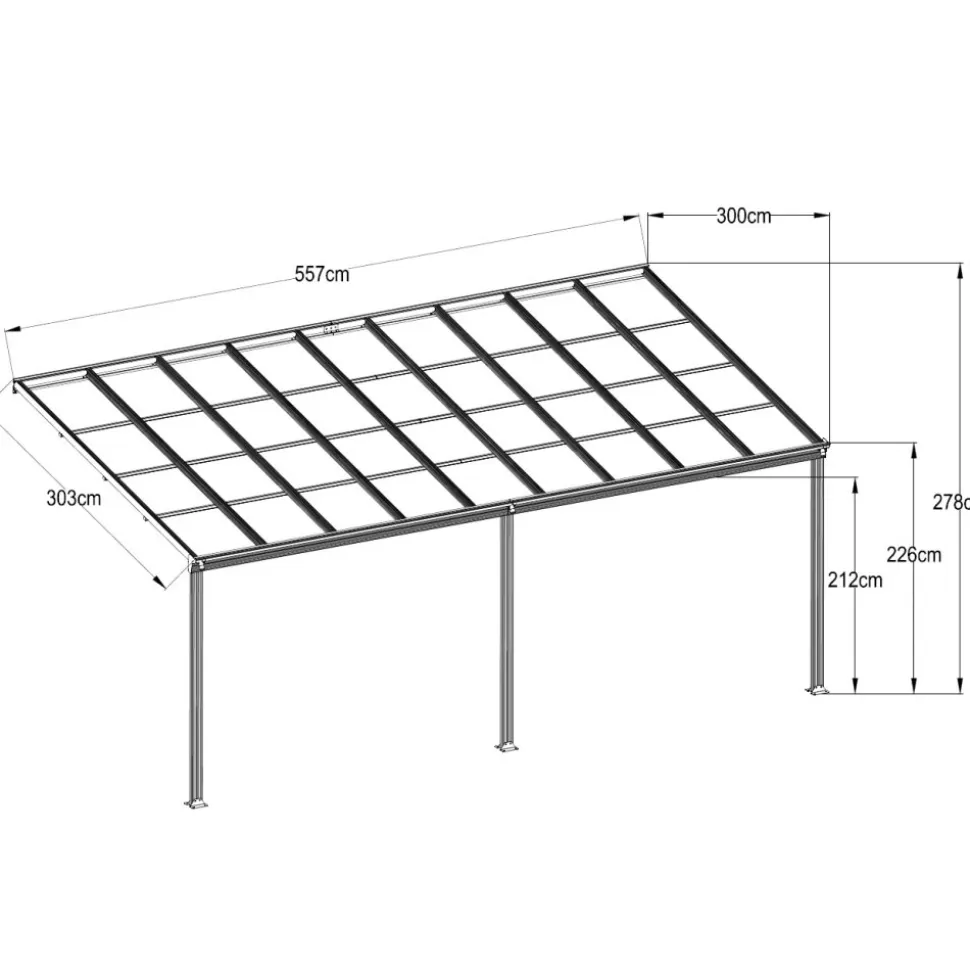 Altantak 5.6x3.0m | Extra hög | Kanalplast / Aluminium