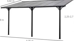 Altantak 4,3x3 m | Kanalplast / Aluminium | Extra hög | Grå
