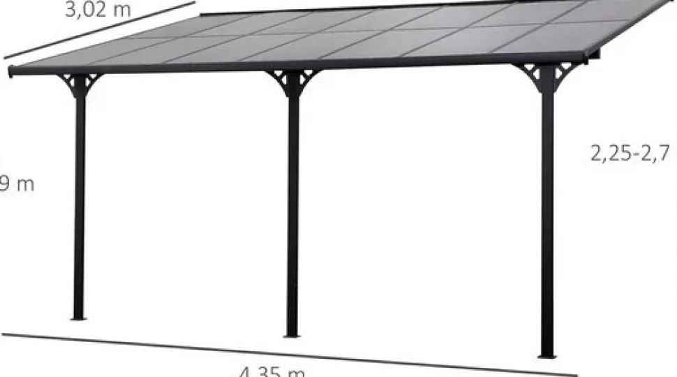 Altantak 4,3x3 m | Kanalplast / Aluminium | Extra hög | Grå
