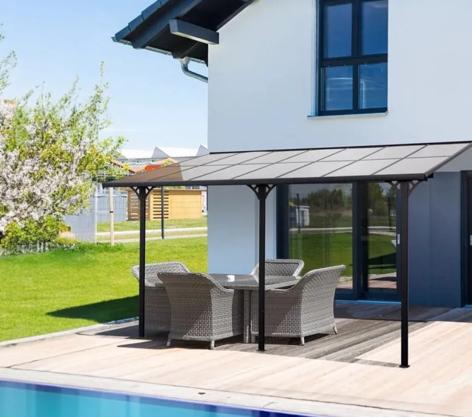 Altantak 4,3x3 m | Kanalplast / Aluminium | Extra hög | Grå