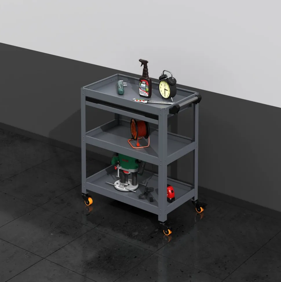 Arbetsvagn med pegboard |3 hyllplan | kompakt design