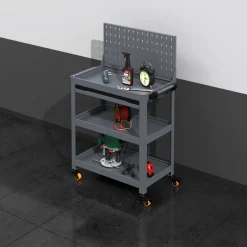 Arbetsvagn med pegboard |3 hyllplan | kompakt design