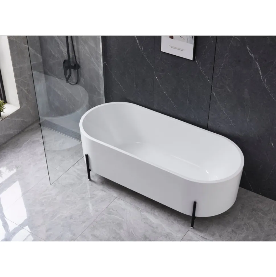 Badkar | 170x75 cm | Svarta fötter | Modern design