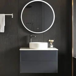 Badrumsmöbel 80cm | Kommod & LED-spegel med dimmer | Virga