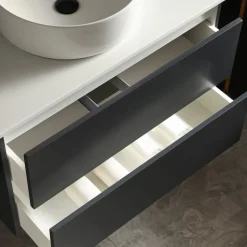Badrumsmöbel 80cm | Kommod & LED-spegel med dimmer | Virga