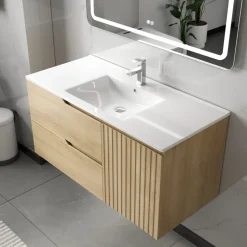 Badrumsmöbelset 100 cm | LED-spegel med anti-fog | Milan