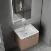 Badrumspaket 60 cm  Kommod i MDF | Keramiskt tvättställ & LED-spegel | Dimbar belysning | Elysia