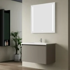 Badrumspaket 60 cm  Kommod & keramiskt tvättställ med LED-spegel | Mjukstängning | Modern design