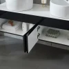 Badrumspaket 150cm | Kommod med dubbelhandfat & spegel | Svart