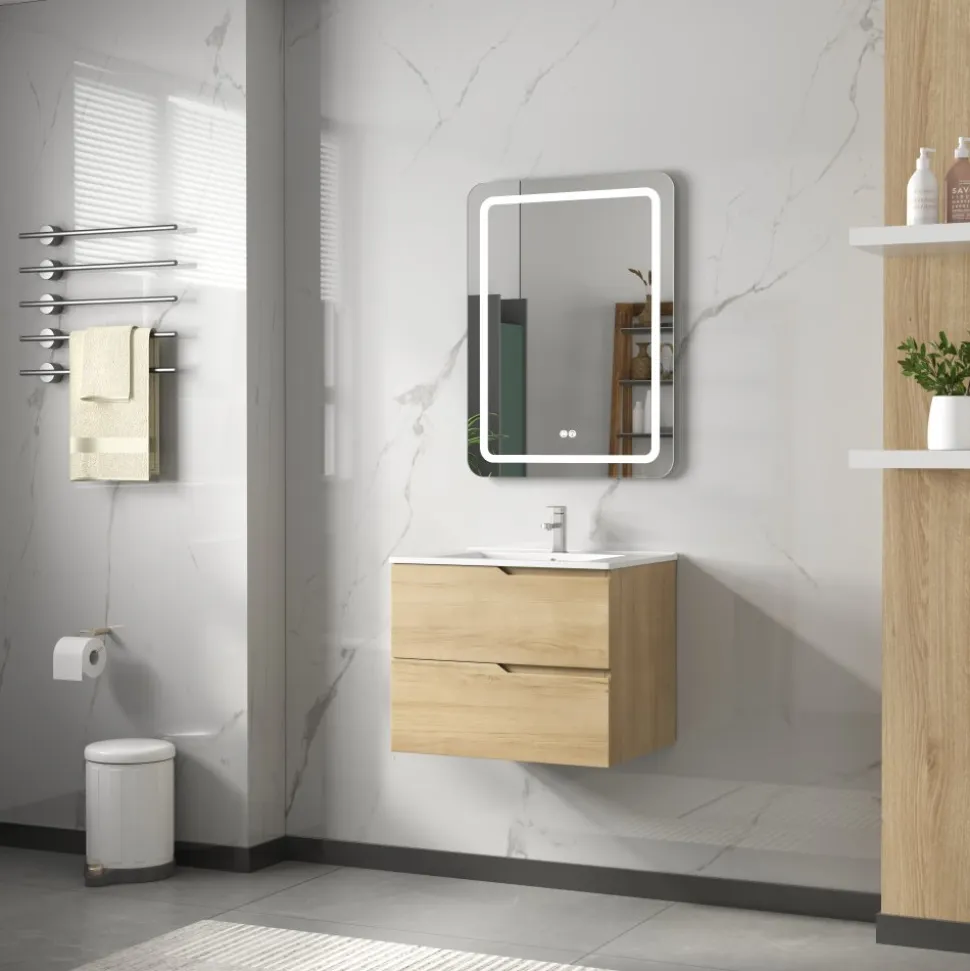 Badrumspaket 60 cm | LED-spegel med anti-fog & dimmer | MDF | Maja