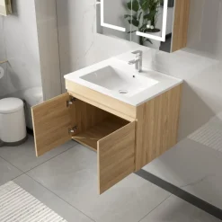 Badrumspaket 60 cm | LED-spegel med skåp | MDF | Nina
