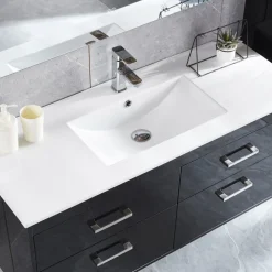 Badrumspaket | Kommod 120cm | Högskåp & LED-spegel | Svart