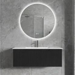 Badrumspaket | Kommod 101cm | Rund LED-spegel | Tuba