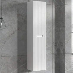 Badrumspaket | Kommod 101cm | Rund LED-spegel | Tuba - Vit