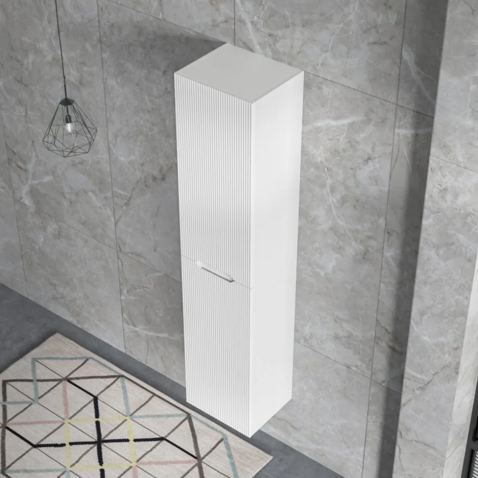 Badrumspaket | Kommod 101cm | Rund LED-spegel | Tuba - Vit