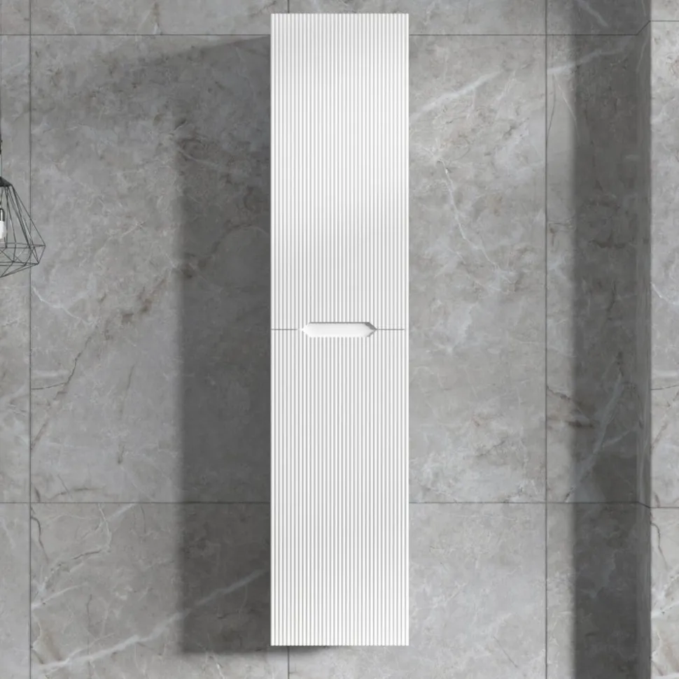 Badrumspaket | Kommod 101cm | Rund LED-spegel | Tuba - Vit