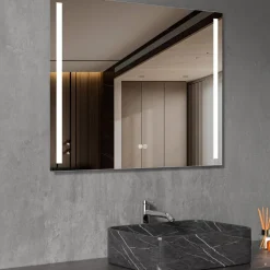 Badrumsspegel | LED-lyse sidor | Dimmer & touch-styrning | Rektangulär
