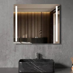 Badrumsspegel | LED-lyse sidor | Dimmer & touch-styrning | Rektangulär