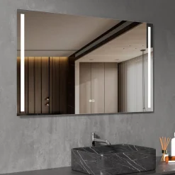Badrumsspegel | LED-lyse sidor | Dimmer & touch-styrning | Rektangulär