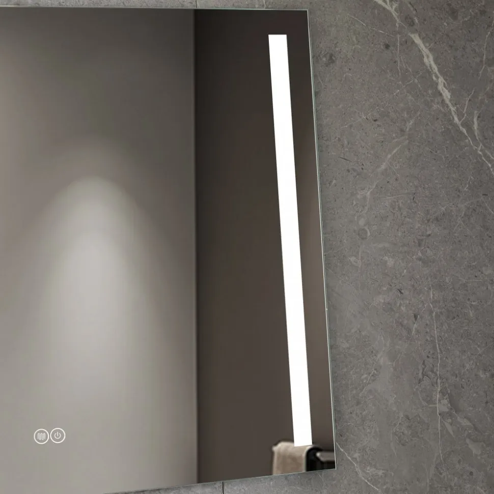 Badrumsspegel | LED-lyse sidor | Dimmer & touch-styrning | Rektangulär
