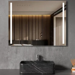 Badrumsspegel | LED-lyse sidor | Dimmer & touch-styrning | Rektangulär