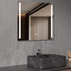 Badrumsspegel | LED-lyse sidor | Dimmer & touch-styrning | Rektangulär