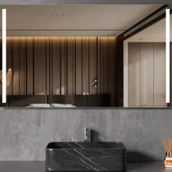 Badrumsspegel | LED-lyse sidor | Dimmer & touch-styrning | Rektangulär
