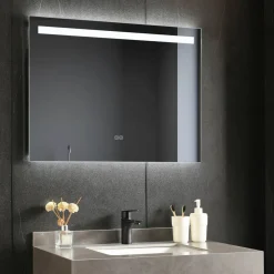 Badrumsspegel med LED-belysning & anti-fog-funktion