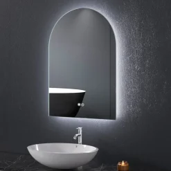 Badrumsspegel med LED-belysning | Dimmer och Anti-fog | Valvformad | ADRIENNE