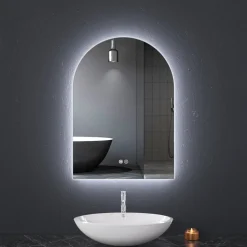 Badrumsspegel med LED-belysning | Dimmer och Anti-fog | Valvformad | ADRIENNE