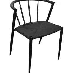 Bella utestol i svart metall med svart repsits