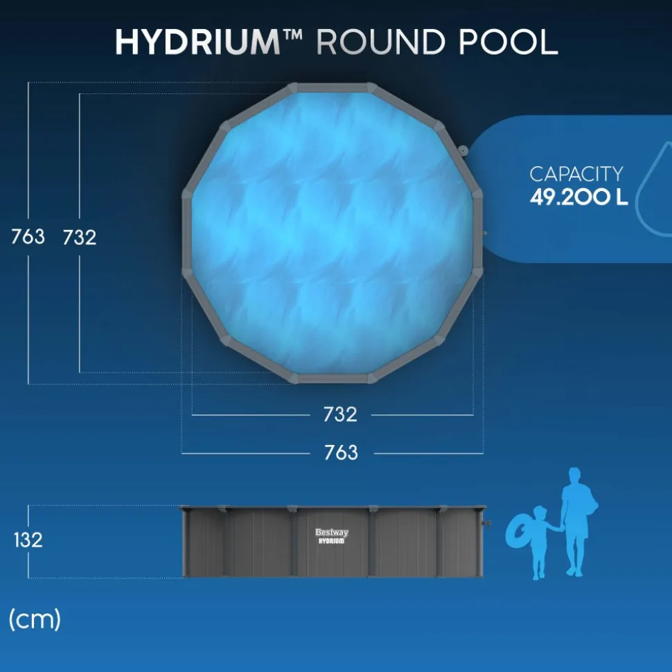Bestway Hydrium pool ovan mark Ø7,32 m 132 cm djup | Stålpool (561RP)