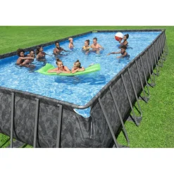 Bestway pool ovan mark 9,56x4,88m  132cm djup | APX 365 Rektangulär Stålpool (561KJ)