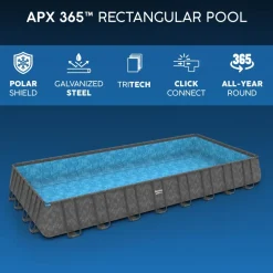 Bestway pool ovan mark 9,56x4,88m  132cm djup | APX 365 Rektangulär Stålpool (561KJ)
