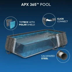 Bestway pool ovan mark 9,56x4,88m  132cm djup | APX 365 Rektangulär Stålpool (561KJ)