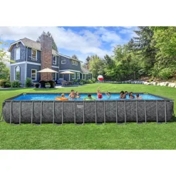 Bestway pool ovan mark 9,56x4,88m  132cm djup | APX 365 Rektangulär Stålpool (561KJ)