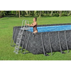 Bestway pool ovan mark 7,32 x 3,66 m 132 cm djup | APX 365 Rektangulär Stålpool Set (561KG)