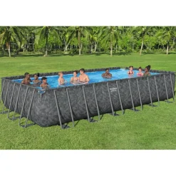 Bestway pool ovan mark 7,32 x 3,66 m  132 cm djup | APX 365 Rektangulär Stålpool Set (561KG)