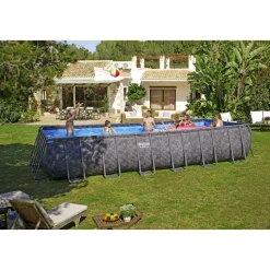 Bestway pool ovan mark 7,32 x 3,66 m  132 cm djup | APX 365 Rektangulär Stålpool Set (561KG)