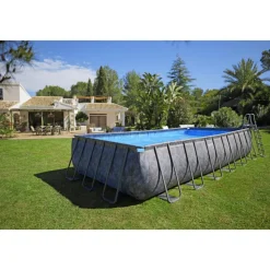Bestway pool ovan mark 7,32 x 3,66 m  132 cm djup | APX 365 Rektangulär Stålpool Set (561KG)