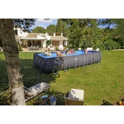 Bestway pool ovan mark 7,32 x 3,66 m  132 cm djup | APX 365 Rektangulär Stålpool Set (561KG)