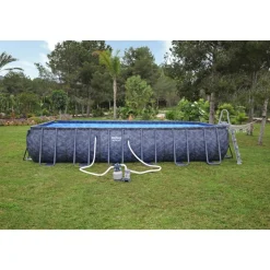 Bestway pool ovan mark 7,32 x 3,66 m  132 cm djup | APX 365 Rektangulär Stålpool Set (561KG)