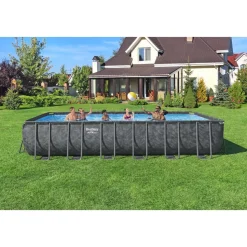 Bestway pool ovan mark 7,32 x 3,66 m  132 cm djup | APX 365 Rektangulär Stålpool Set (561KG)