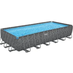 Bestway pool ovan mark 7,32 x 3,66 m  132 cm djup | APX 365 Rektangulär Stålpool Set (561KG)