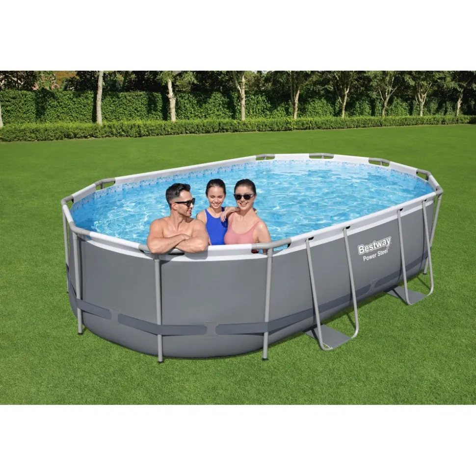 Bestway pool ovan mark 4,88x3,05m - 1m djup | Power Steel Oval (56448)